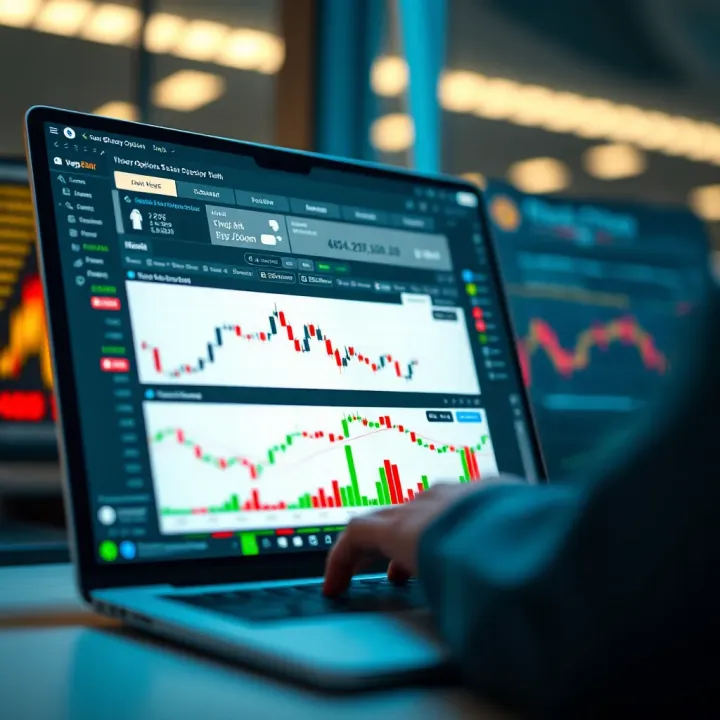 TradingView interface showcasing tools and features used to analyze binary options market trends