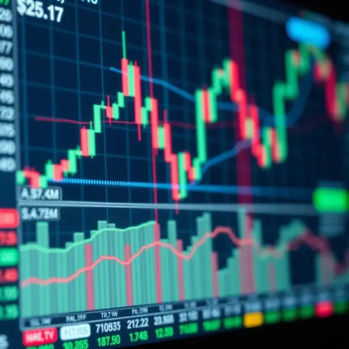 Interactive financial chart displaying stock price movements with technical indicators