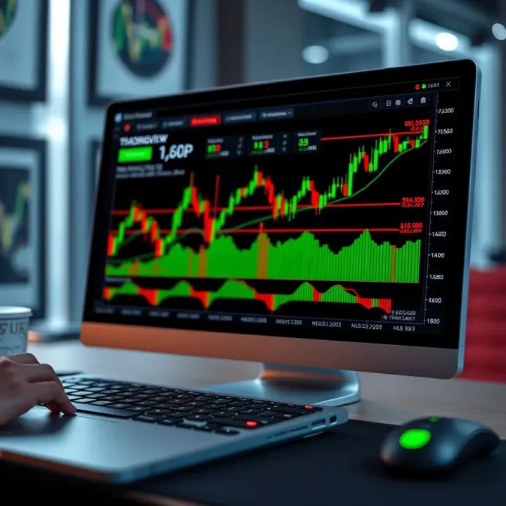 Interactive financial chart displayed on a digital platform with various technical indicators and tools