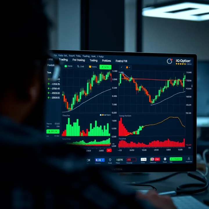 Navigating the IQ Option Trading Interface Interface of IQ Option platform showing trading charts and market indicators