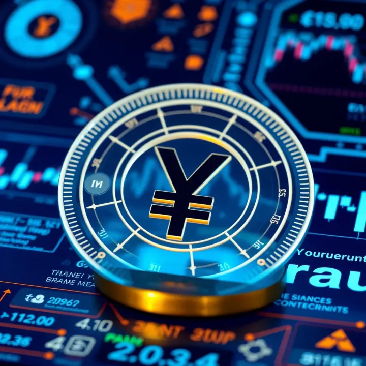 Digital currency concept with yuan symbol and futuristic interface